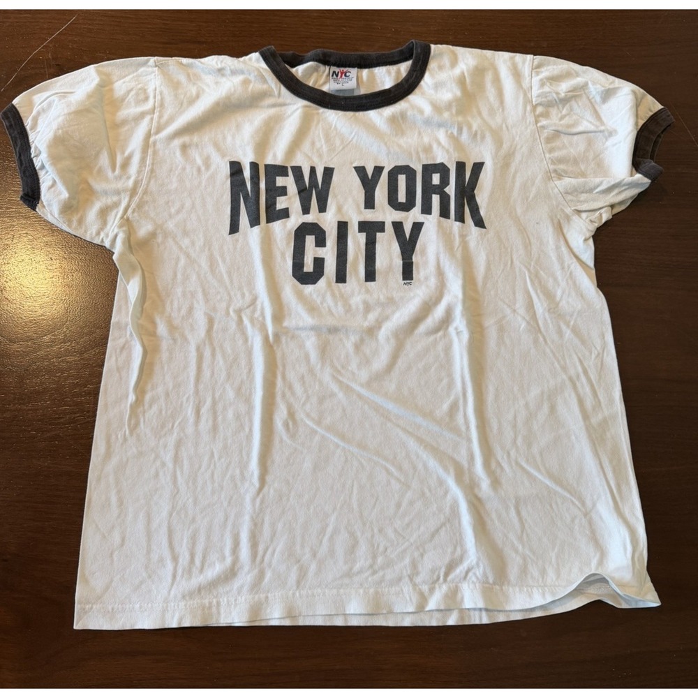 Vintage New York City NYC Ringer T Shirt Mens Large Retro John Lennon Style